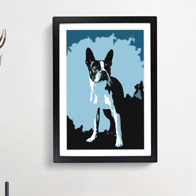 Boston Terrier Dog in Abstract - Framed Print