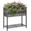 Lit de jardin portatif surélevé avec rangement pour outils et aspect rotin pour diverses plantes