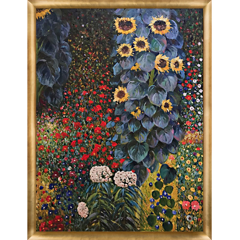 «Farm Garden with Sunflowers» par Gustav Klimt, reproduction d'art sur toile encadrée, H 43 po x l 33 po x P 2 po