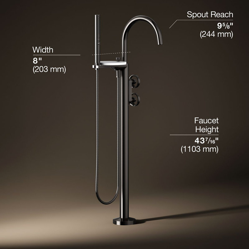 Components Floor-Mount Bath Filler Trim, Wheel Handle, Silver