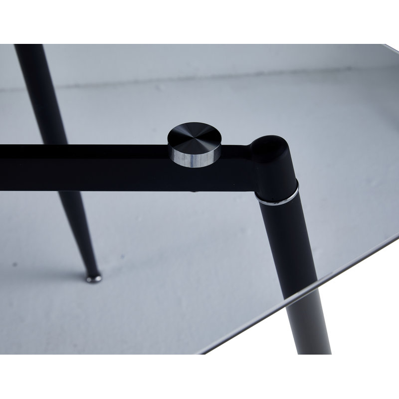 Table de salle à manger rectangulaire en verre trempé noir 59,1 "pour la cuisine, la salle à manger et le salon