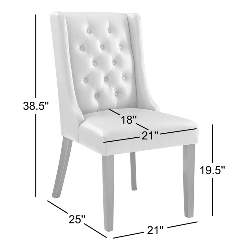 Modway Baronet Button Tufted Fabric Dining Chair, Vegan Leather Tan