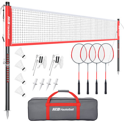 20ft Badminton Net, 4 Rackets, 3 Shuttlecocks & Carry Bag, Badminton Set For Backyard, Grass, Beach, Games