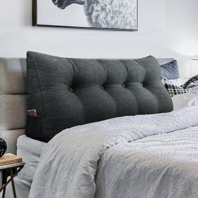 180cm Curved Headboard Pillow, 50cm H x 140cm W, Anthracite