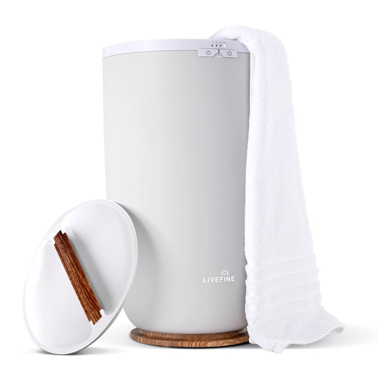LiveFine Large Towel Warmer, Bucket Style W/Timer & Auto Shut-Off, Fits Two 40”x70” Towels - Grey