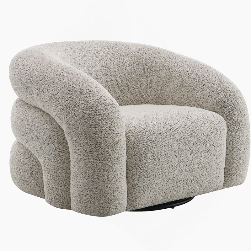 Fauteuil bouclé gris Irma avec pivot
