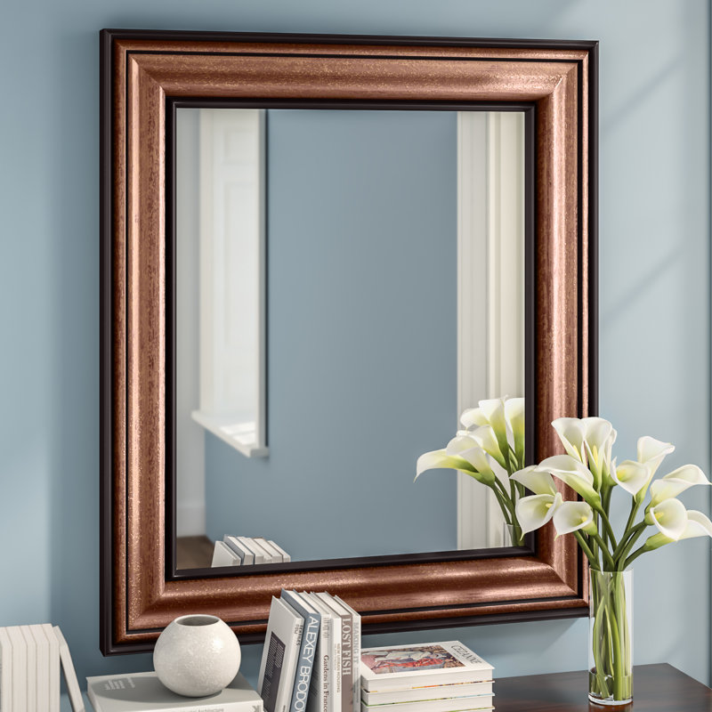Miroir de salle de bain traditionnel, Cuivre et noir, H 46 po x l 40 po