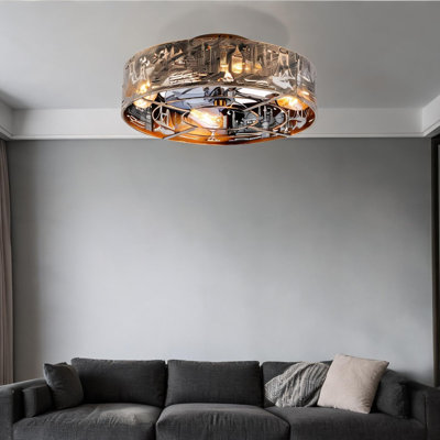 Bedroom and Living Room Ceiling Fan with Blush+Gold and Bronze PC, Remote Operation and Seasonal Airflow