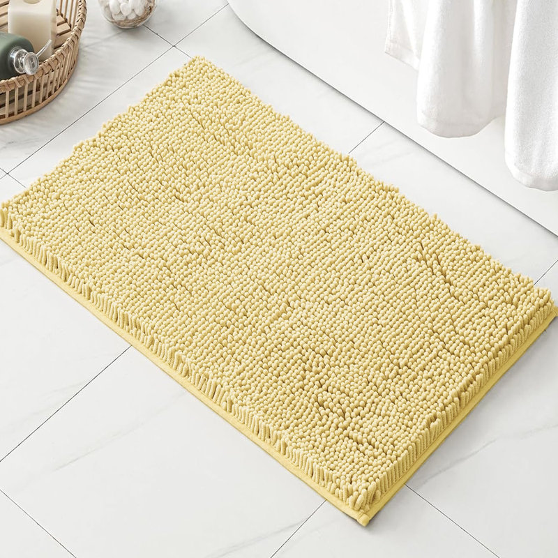 Tapis pour salle de bain en chenille moelleux et moelleux, 30" L x 20" W, Vert