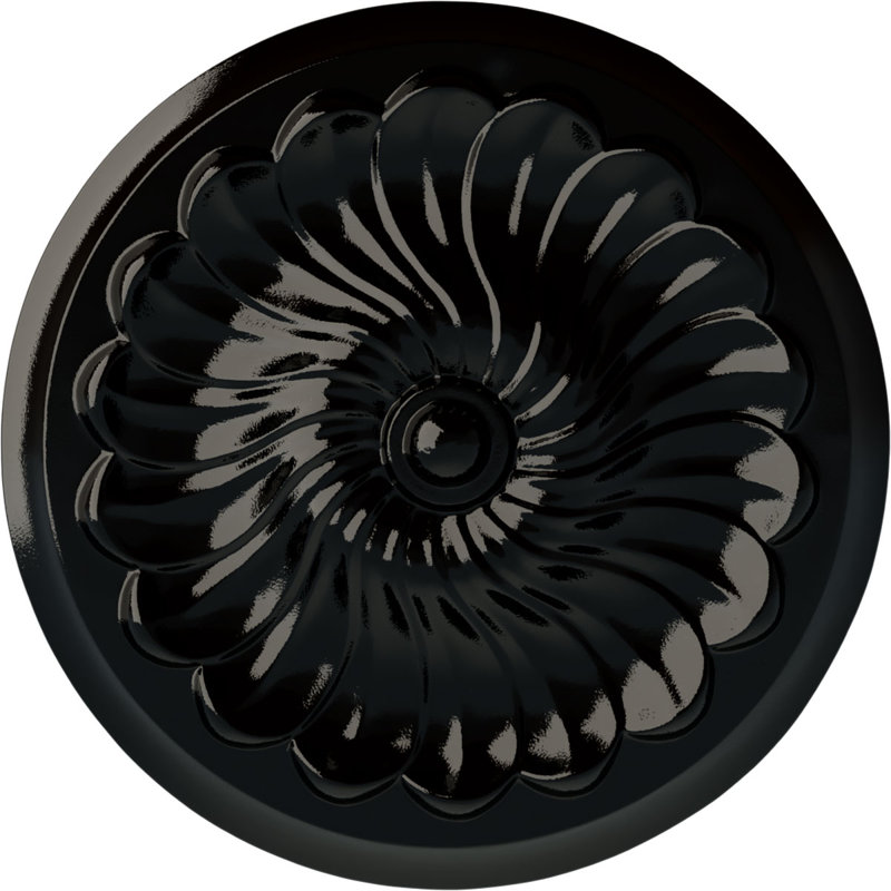 Endurathane Flower Spiral Ceiling Medallion, 12 1/4"OD x 2 1/4"P (Fits Canopies up to 2"), Hand-Painted Black Pearl Finish