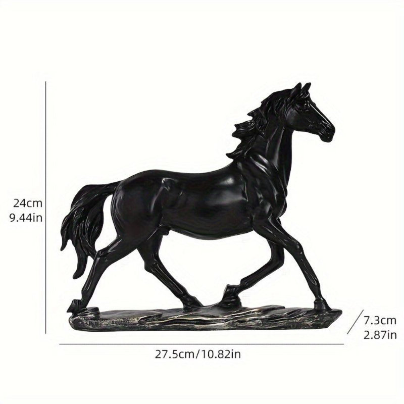 Handcrafted Running Horse Statue, Black