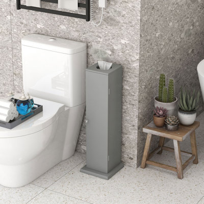 Toilet Paper Cabinet, Bathroom Corner Floor Cabinet With Doors And Shelves, Thin Storage Bathroom Organizer
