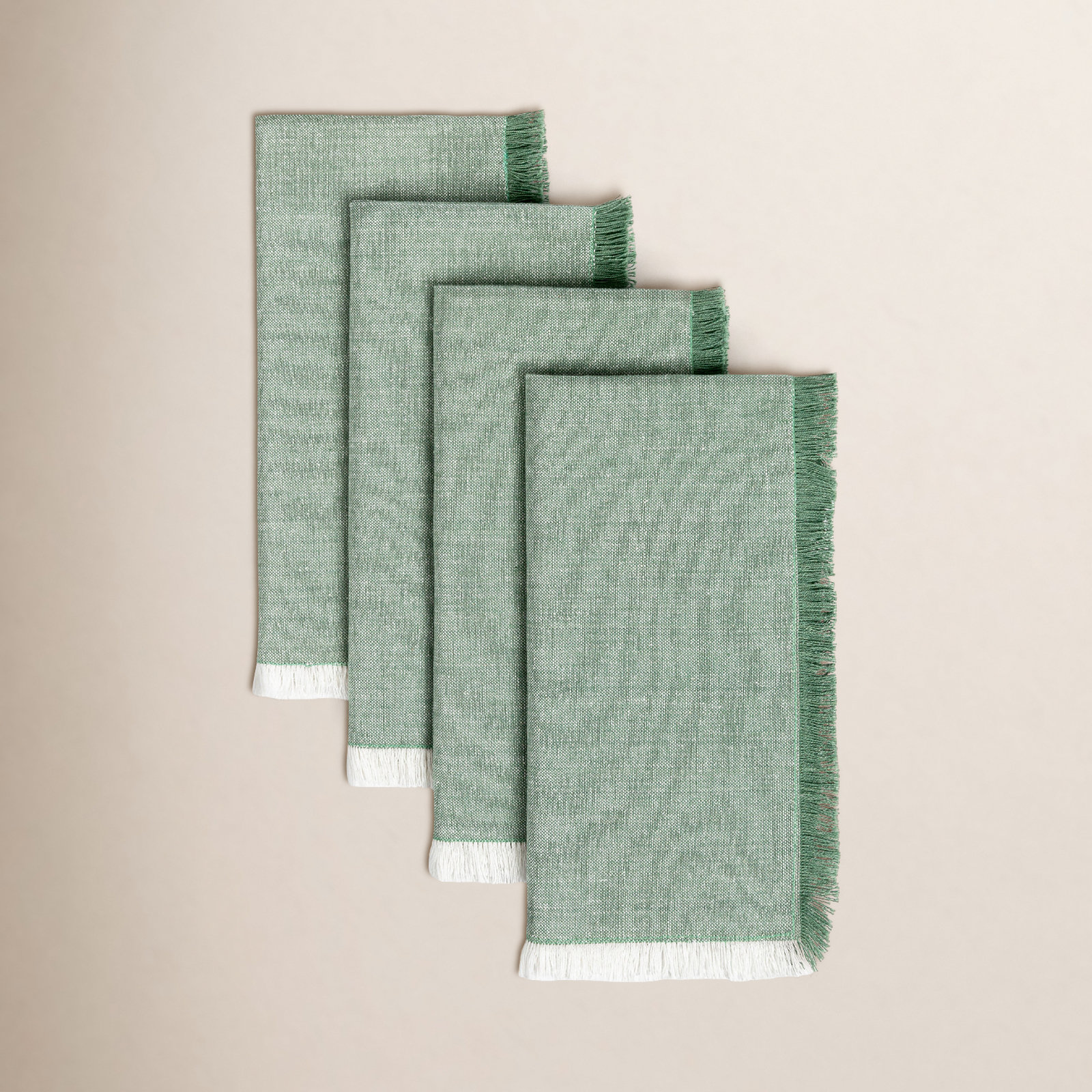 Woven Frayed Chambray Reversible Napkin, Green