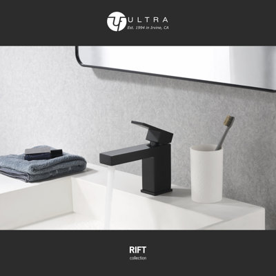 Rift Collection Single-Handle Deck-Mount Lavatory Bathroom Sink Faucet - Matte Black