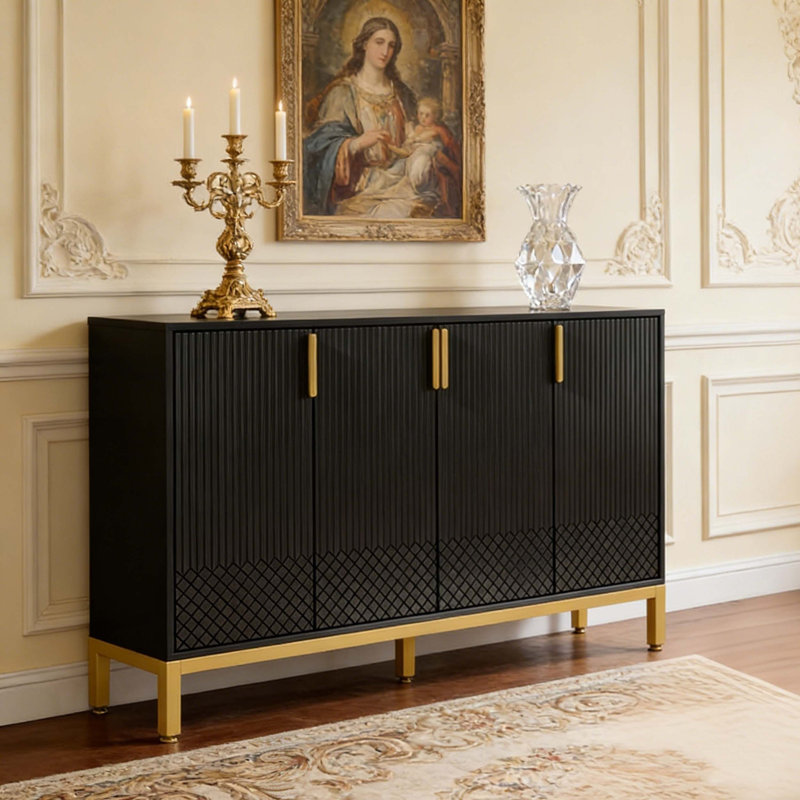 Buffet avec 4 portes Modern, Noir