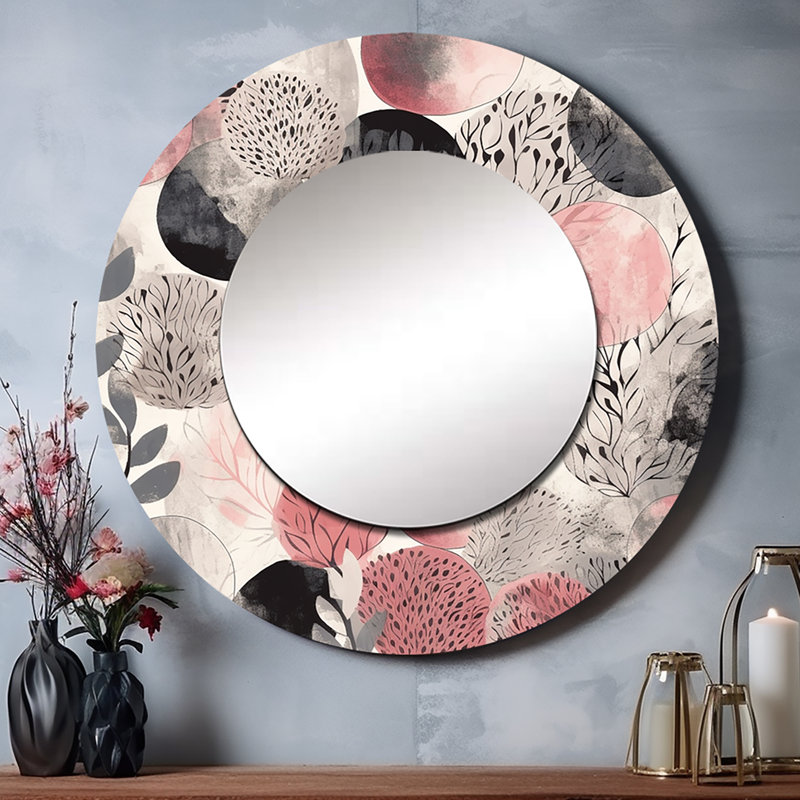 Raenna rose gris Minimalims Fludity - miroir mural unique minimaliste, 29 po x 29 po
