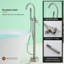 Robinet de baignoire à deux poignées avec douchette et fixation au sol-61901593