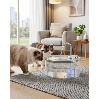 Elegant Glass Cat Water Fountain, 108oz/3.2L Ultra-Quiet, Easy to Clean, for Cats, Small Dogs & Multiple Pets