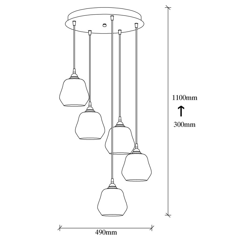 Luminaire suspendu géométrique à 5 lumières Priester
