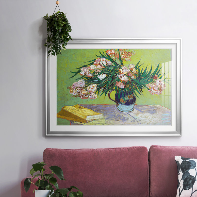 Oleanders, reproduction encadrée sur papier, Argent, H 19 po x l 27 po x P 1,5 po