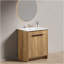 Meuble-lavabo sur pied de 30 po avec panneau rainuré 3D et lavabo en céramique intégré