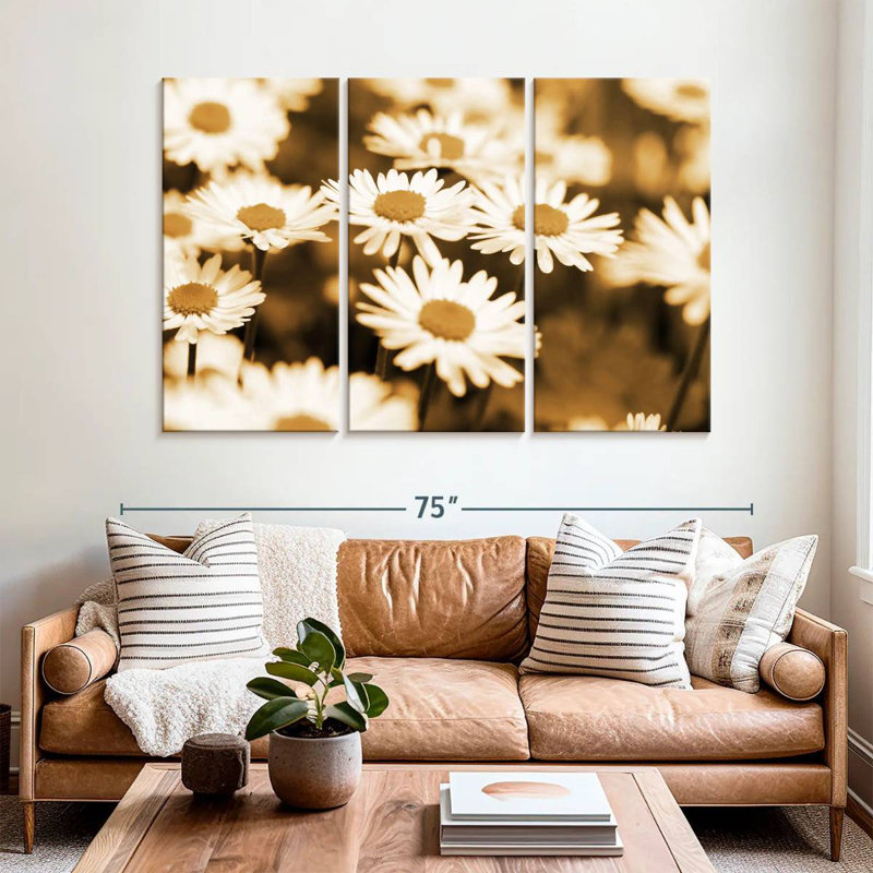 Harnek Sepia Colored Daisies, 42" H x 65" W