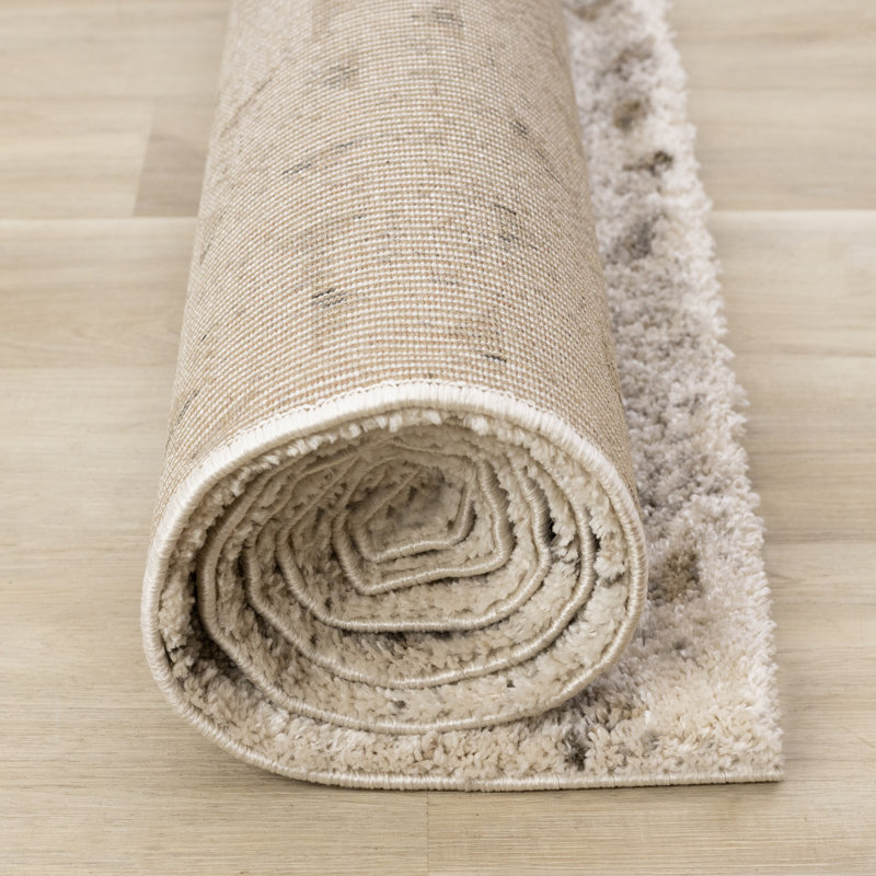 Tapis ivoire à pois mouchetés Katixa, Rectangle 7 pi 10 po x 10 pi 10 po