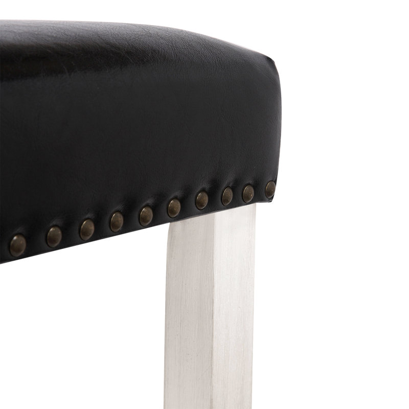 Tabouret de bar et de comptoir rembourré Jameson, Tabouret de bar (siège d'une hauteur de 29 po), Noir / blanc