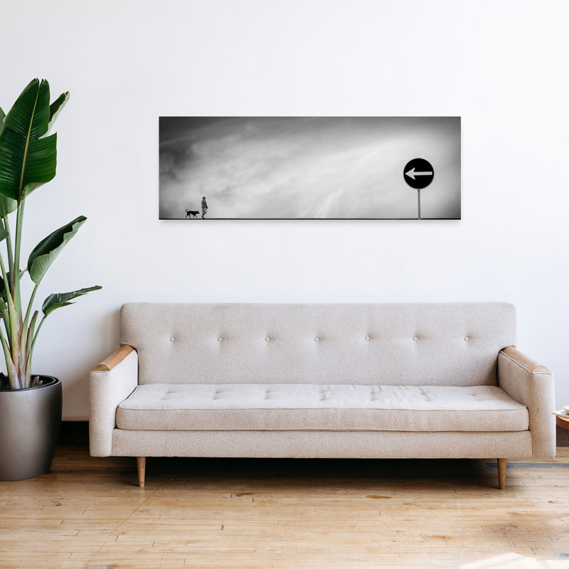 «Man Dog», virage à gauche, art dramatique minimaliste abstrait, paysage, nature, H 16 po x l 48 po