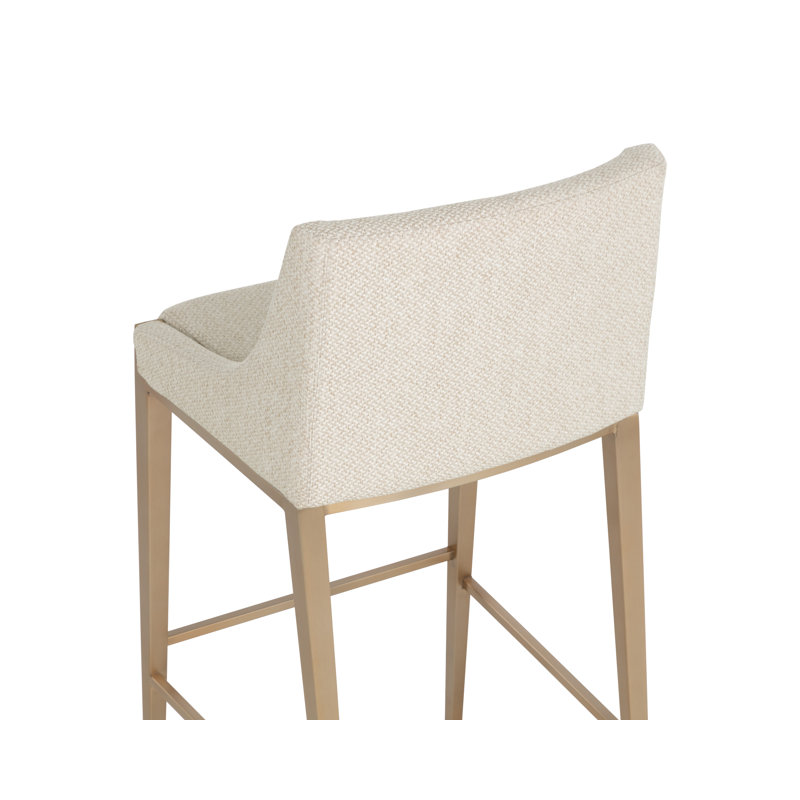 Dionne Upholstered Stool with Metal Frame, Cream