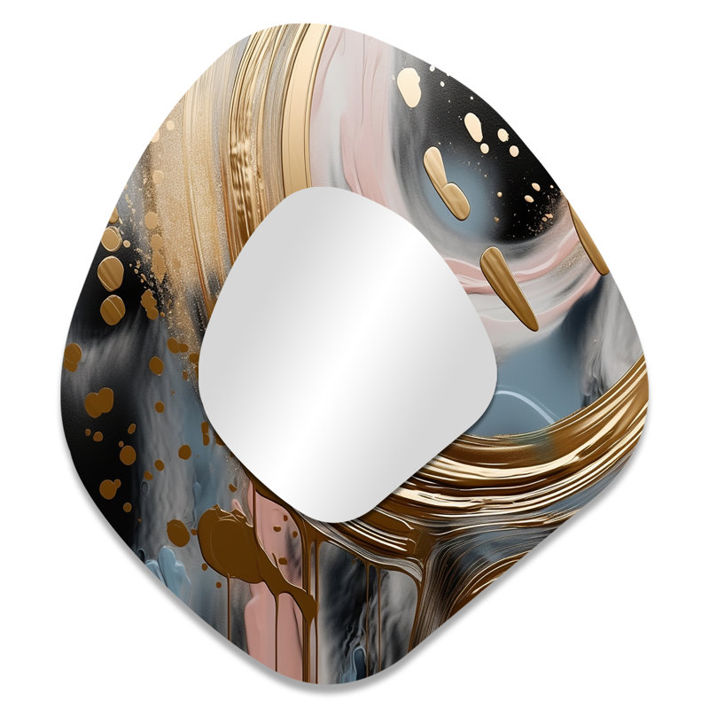 Bryson - Miroir mural moderne abstrait aux formes asymétriques, 35 po x 31 po