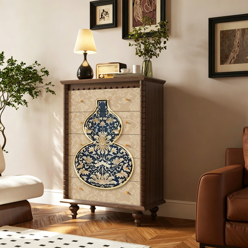 Commode à tiroirs en bois massif de style français, Noyer