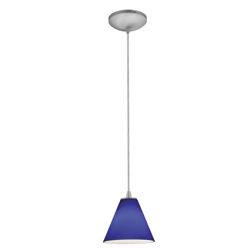 Luminaire suspendu conique 1 lumière Cascio, Acier brossé, Cobalt