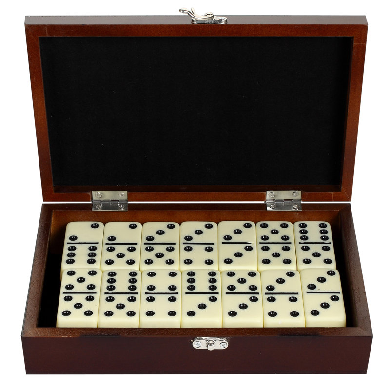 Premium Double-Six Domino Set with Walnut Wooden Case