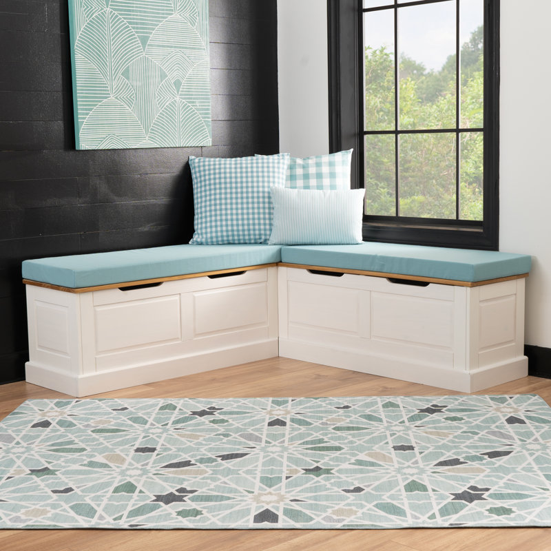 Selby Natural White Nook With Seafoam Cushion, Natural