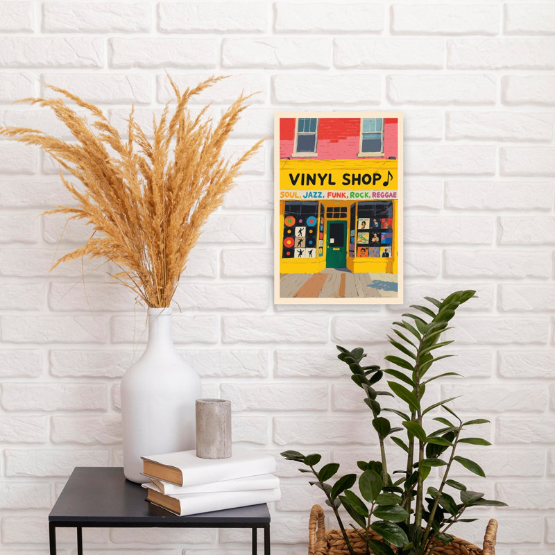 Vinyle coloré, art mural rétro rétro coloré, H 18 po x l 12 po