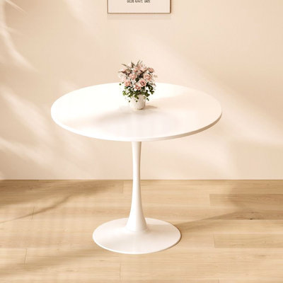 Table moderne blanche, 31,5 po, pour la salle à manger et les loisirs. Surface et base en métal robuste. Action de grâce, vendredi noir, Cyber lundi, Noël. Cuisine facile à nettoyer de 31,5 po. Super