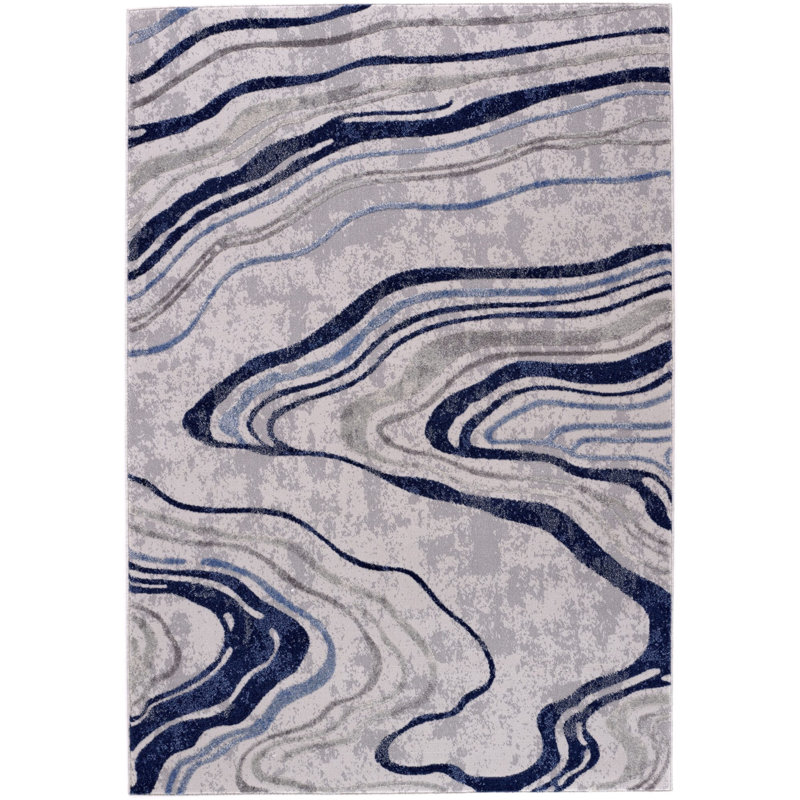 Indigo Candler - berge - gris clair / bleu, Rectangle 2 pi 3 po x 4 pi 3 po
