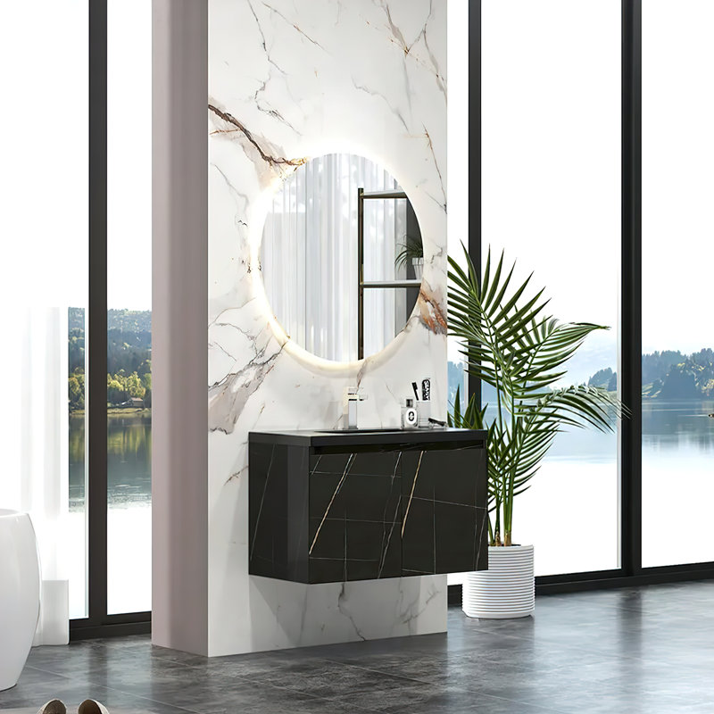 Coreyion 27.6" Modern Black Wall-Mounted Single Bathroom Vanity Set