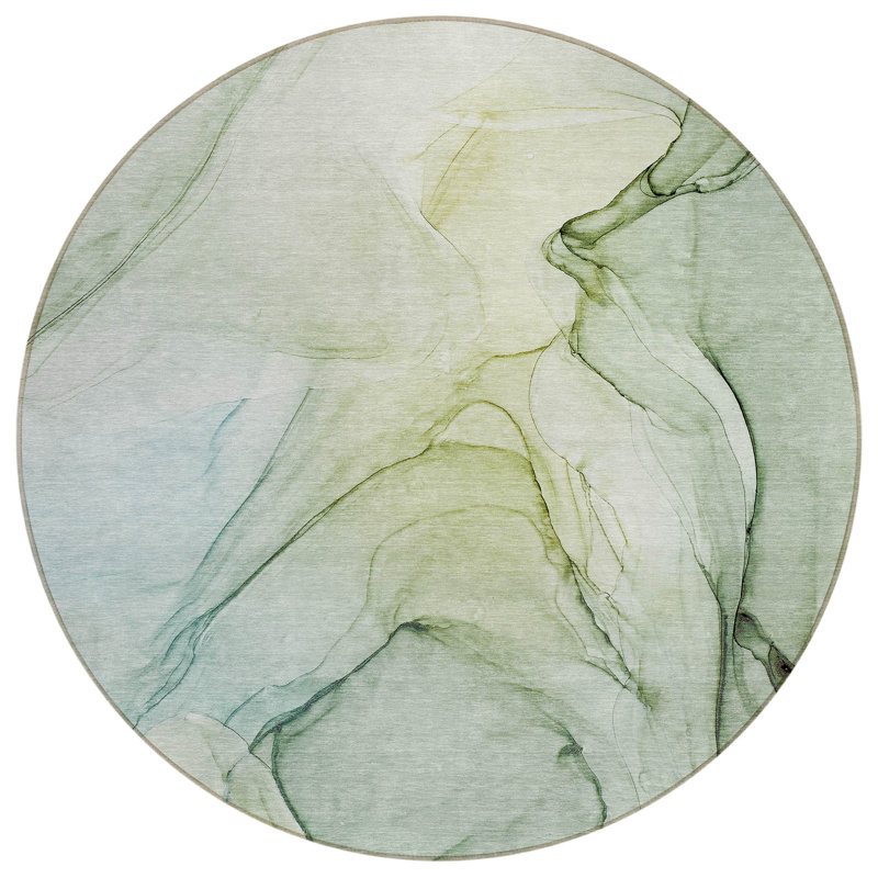 Alfonzo Washable Abstract Indoor / Outdoor Rug, Round 8'