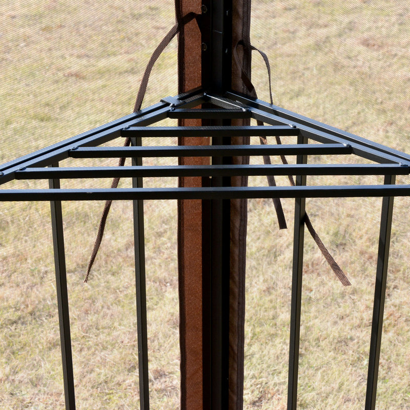 Brown 10' x 10' Metal Patio Gazebo with Mesh Netting