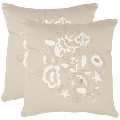 Embroidered Feather Throw Pillow