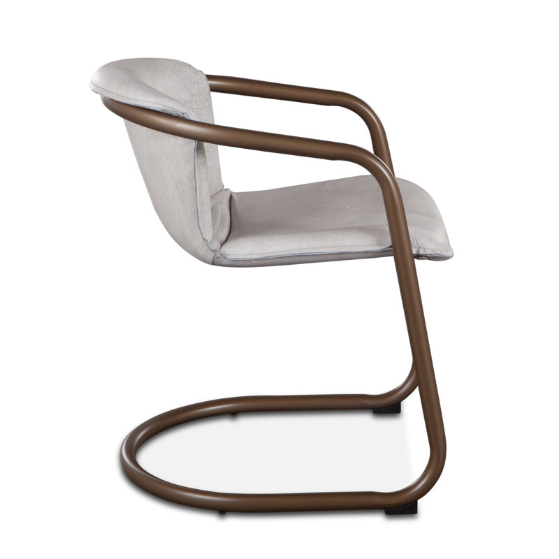 Chiavari Leather Arm Chair, Vintage White