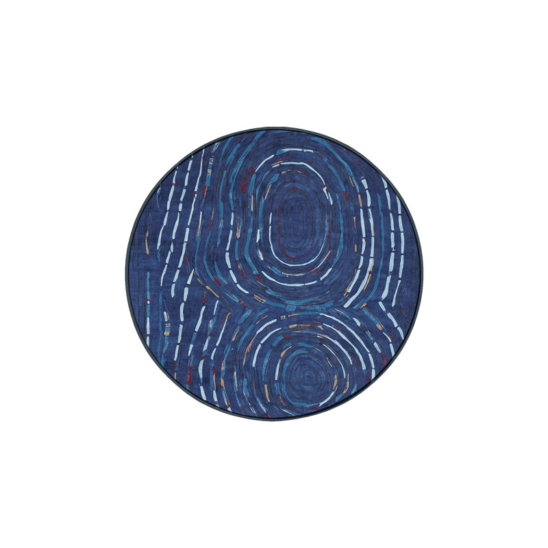 Machine Washable Gray Area Rug, Round 8'