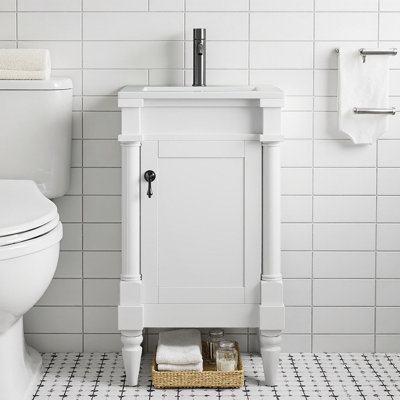 Meuble-lavabo rétro 18 po avec lavabo en céramique - Armoire de rangement compacte pour les petites salles de bain