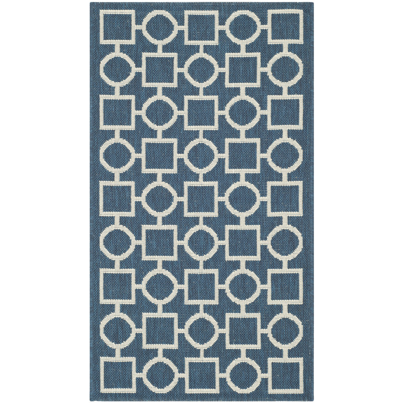 Tapis bleu / beige en coton Arneshia, Rectangle 2 pi 7 po x 5 pi