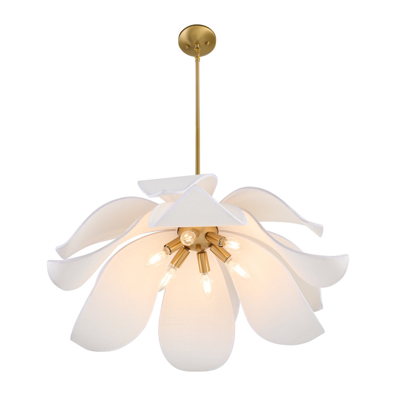 Luminaire suspendu 6 lumières Elsie en laiton chaud