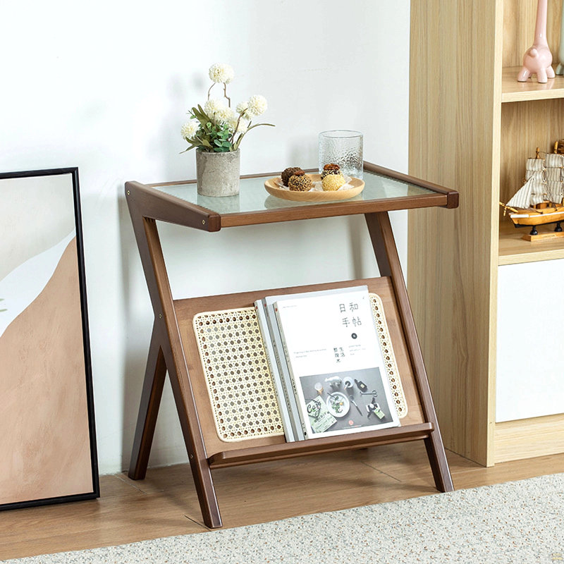 Rattan Nightstand Side Table, Bamboo Accent Bedside Tables