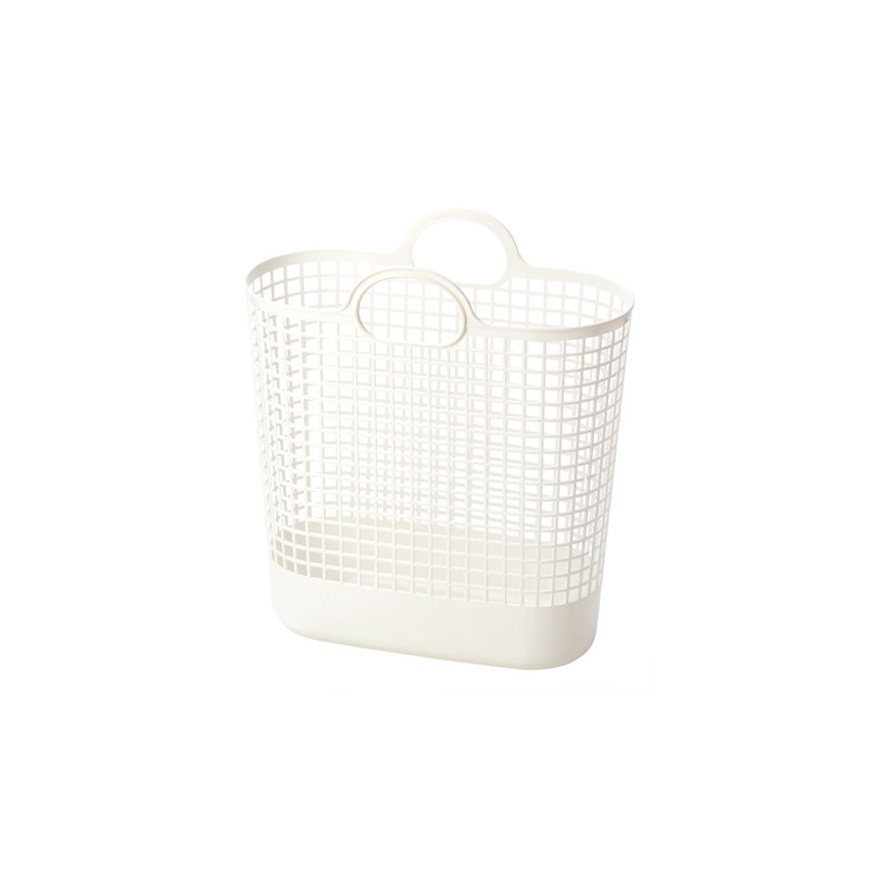 Panier en plastique biosourcé Like-it, grand panier blanc pour le linge, le rangement et les pique-niques (paquet de 2).