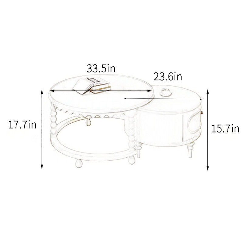 Table basse française, Blanc / Blanc